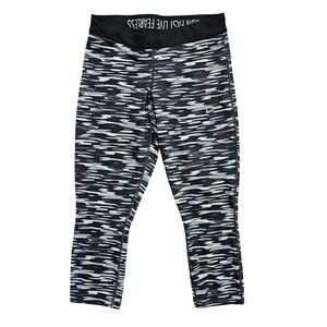 Nike DRI-FIT Women's S Grey, White Camouflage Running Leggings Cropped Tights